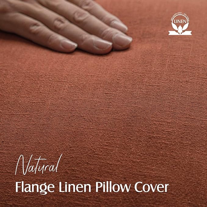 Foindtower Set of 2 Decorative Linen Fringe Lumbar Throw Pillow Covers Farmhouse Cushion Cover with Tassels Accent Pillowcase for Couch Sofa Bed Living Room Home Decor,12×20 Inch,Autumn Rust Orange