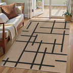 Tangsoo Easy Jute Rug 3x5 for Entryway,Non-Slip Washable Indoor Outdoor Stripe Door Carpet,Farmhouse Ultra Thin Small Throw Mat for Kitchen Bedroom Front Door Patio Blacony