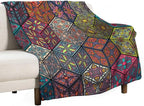 Hippie Bohemian Mandala Throw Blanket Indian Flower Floral Texture Print Blanket for Sofa Bed Couch Chair Or Dorm 60"x80"