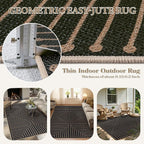 Lahome Neutral Geometric Outdoor Rug, 5x7 Black Living Room Dining Room Rug Indoor Outdoor Carpet, Farmhouse Rhombus Non Slip Non Shedding Carpet for Patio Deck Office Classroom