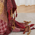amorus Bohemian Throw Blanket (Red Plaid, 60 x 75 in)