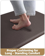 Color&Geometry 0.71" Extra Thick Anti Fatigue Cushion Kitchen Floor Mat,Easy Clean, Water & Oil Proof, Non Slip, Foam Padded Runner Rug for Front Sink,20"x 71" Brown (2.0 Version)