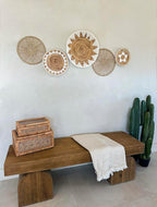 TheNamiCollection Woven Wall Basket Set - Five Hanging Seagrass Baskets | Decorative, Boho Styled Baskets Perfect For Trendy, All Natural Home Decor | Handmade, Round, Woven, Hanging Wall Basket Decor