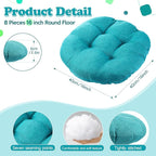 Fumete 8 Pcs 16 Inch Round Floor Cushions for Kids and Toddlers, Flexible Seating Classroom Furniture Floor Pillow for Home, Daycare, Preschool, Yoga and Meditation (Turquoise)