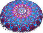 CRAFT KALA 22" Round Boho Floral Floor Pillow Cover, Purple, 22" Diameter, Cotton Fabric, Soft, Indoor Use, Washable