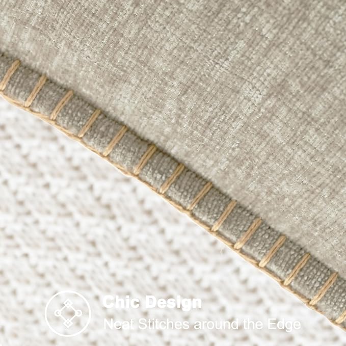 CaliTime Throw Pillow Covers Decorative 20 X 20 Inches Pack of 2 Cotton Thread Stitching Edges Solid Dyed Soft Chenille Cushion Cases for Couch Sofa Bed Living Room Farmhouse Light Taupe
