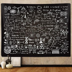 Extra Large Classroom Tapestry for Science Lab Backdrop Decorations, Math Science Theme Table Cloth Tapestries Wall Hanging for Bedroom Dorm Living Room School Decor 90X70" Education Poster Blanket
