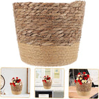 Healifty Seagrass Woven Planter Basket Large Brown Base Handcrafted Plant Container Boho Decor Storage Basket for Indoor Outdoor Plants Home Organization