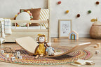 COTTON CRAFT Jute Cotton Chindi Braid Rag Rug - Boho Farmhouse Rustic - Handwoven Reversible Natural Jute and Recycled Cotton Throw Area Rug Carpet - Home Décor - 3 Feet Round Multi Color