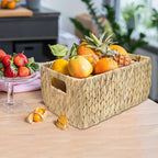 HOMESTEAD Water Hyacinth Storage Baskets, Rectangular Wicker Baskets for Bedroom, Living Room, Bathroom, Shelves - Set of 3