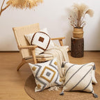 lifein 18x18 Pillow Covers-Throw Pillow Cover Tufted Boho Jacquard Pillow Covers Farmhouse Decorative Pillow Cover Pillow Cases for Gift Couch Sofa Bed Chair Living Room Home Decor