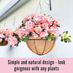 LaLaGreen Hanging Planters with Coco Liners (10 Pack, 12 Inch) Hanging Baskets for Plant Outdoor Hanging Plant Pot Flower Metal Wire Round Holder Hanger Hook Chain Deck Porch Garden Balcony Boho Decor