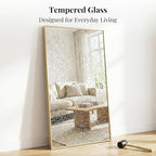 60"x30" Gold Bathroom Mirror for Double Vanity, Metal Framed Wall Mirror, Oversized Horizontal/Vertical Rectangular Mirror Over Sink, Modern Luxe Decor
