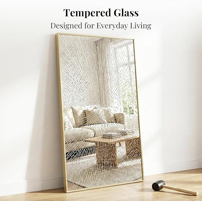 55"x30" Gold Bathroom Mirror for Vanity, Metal Framed Large Wall Mirror, Oversized Horizontal/Vertical Rectangular Mirror Over Sink, Modern Luxe Decor