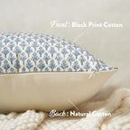 Floral Pillow Covers 18x18 Pillow Cover Block Print Couch Pillows for Living Room Decorative Neutral Accent Throw Pillow Covers, 1PC, Aqua Blue