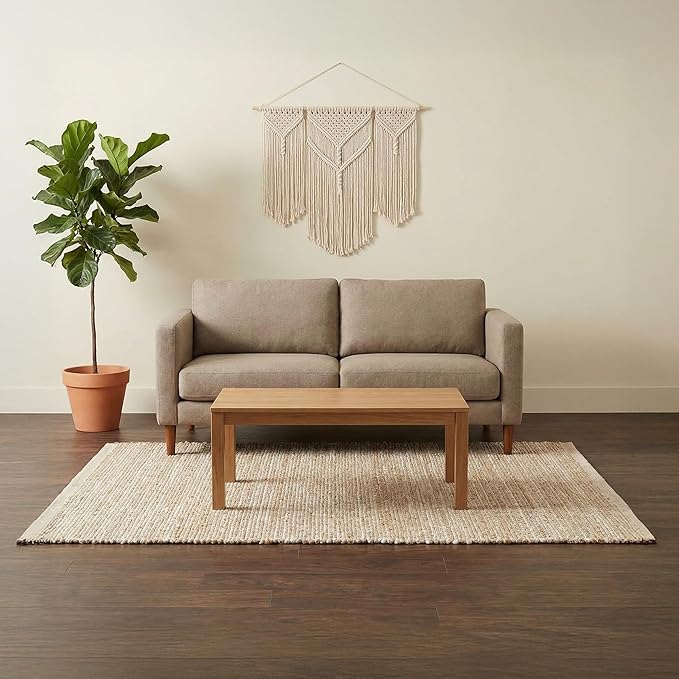 · REDEARTH · Jute Cotton Area Rug - 6'x9' Rectangular Rug, Sustainable Handwoven, Non-Shedding, Soft & Durable – Reversible, Neutral Tones for Home Décor in Living Room, Dining Room, Bedroom