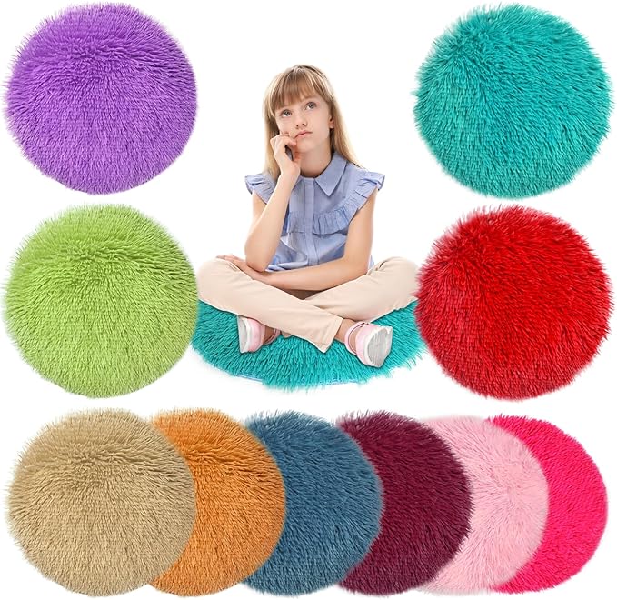 30 Pcs Kids Crazy Carpet Circle Seats 16 Inch Round Floor Mat Kids Floor Cushions Soft Colorful Educational Classroom Rug for School Home Group Activity Learning Marker Playing Areas