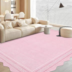 Garvee Scalloped Large Area Rug 10x14 Rug for Living Room Washable Rug Non Slip Throw Rugs Bedroom Rugs Modern Pink Area Rug Soft Low Pile Stain Resistant Carpet for Dining Room Nursery 10'x14'
