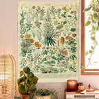 Vintage Flowers Tapestry 48”x36”, Long Vertical Wall Hanging Reference Illustrative Botanical Tapestries for Bedroom Aesthetic Floral Tapistry Botanical Plants Tapestry Wall Hanging Cute Bedroom Decor