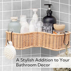 GRANNY SAYS Corner Shower Caddy, 2 Pack Rustproof Corner Shelves, Wicker Shower Organizers and Storage, Inside Shower Shelf for Home Decor
