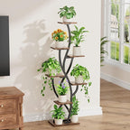 Plant Stand Indoor with Grow Lights - 58" Corner Plant Shelf Indoor, 7 Tiered Tall Lighted Plant Stand for Indoor Multiple Plants, Flower Stands Display Rack Holder for House, Patio, Black