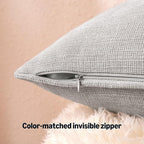Amazon Basics Faux Linen Throw Pillow Covers with Hidden Zipper Closure, 16 × 16in, Light Gray, Pack of 2