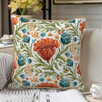 Red Blue Bright Floral Soft Velvet Throw Pillow Covers Set of 2 Colorful Flowers Green Leaf Plant Decorative Pillow Covers 16x16 Inch Boho Rustic Pillow Case For Sofa Couch Living Room Home Decor