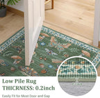 Mushroom Insect 7ft Round Rug Washable Non-Slip Soft Ultra-Thin Large Boho Circle Carpet for Entryway Kitchen Bedroom Nursery Dining Room Green
