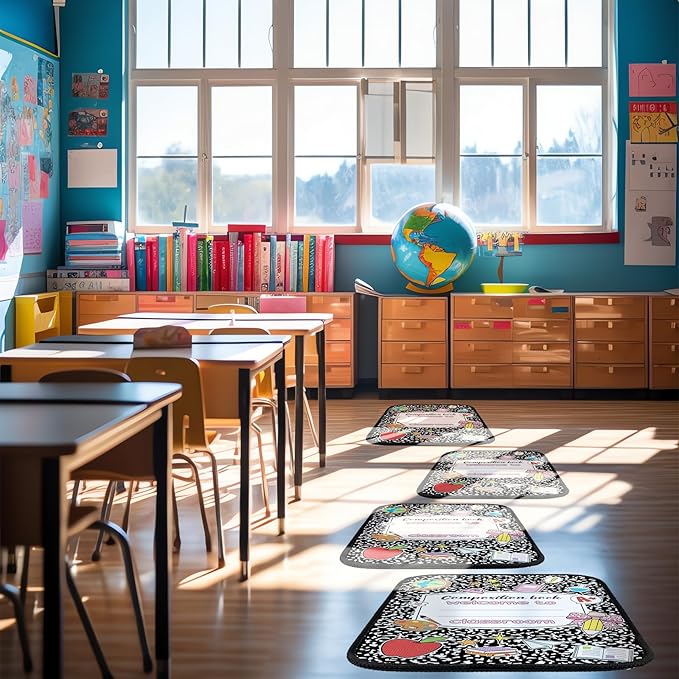 Tinideya 12 Pcs Kids Carpet Circle Seats for Class 16 Inch Round Classroom Rug Floor Cushions Soft First Day of School Educational Mat Non Slip Back to School Learning Playing Areas(Composition Book)