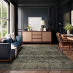 Washable Living Room Area Rug: 10x14 Rugs for Bedroom Vintage Stain Resistant Non Slip Low Pile Large Boho Carpet for Kitchen Dining Room Farmhouse Kids Room Nursery