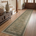 Washable Runner Rug 2x10 for Hallways, Retro Distressed Moody Medallion Long Carpet Runner for Entryway Mudroom, Low Pile Thin Soft Kitchen Bathroom Runner Rug Non Slip, Multi Brown/Green