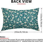 Teal Pillow Covers 12x20 Set of 2 Vintage Floral Rustic Old Style Cute Flower Print Rectangle Decorative Outdoor Pillowcases Seasonal Farmhouse Throw Cushion Case Couch Sofa Bed Decor