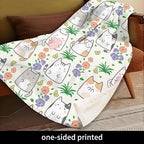 Throw Blanket for Couch, 300GSM Warm Soft Cozy Flannel Blanket, Cute Blanket for All Seasons Bedroom Home Decor Gifts, Cute Flower Cats 50x60 Inches