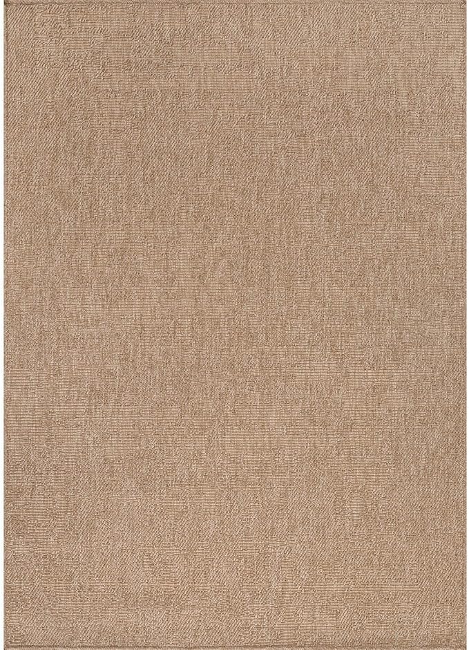 CAMILSON Easy Jute Rug 9x12, Indoor Outdoor Natural Color Fiber Area Rugs for Living Room Patio and Kitchen Rug, Solid Boho Woven Design, Easy-Cleaning, Washable Outside Carpet Alfombras (9 x 12)