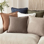 Foindtower Set of 2 Decorative Linen Fringe Throw Pillow Covers Cozy Farmhouse Cushion Cover with Tassels Accent Pillowcase for Couch Chair Sofa Bed Living Room Home Decor,18×18 Inch,Light Coffee