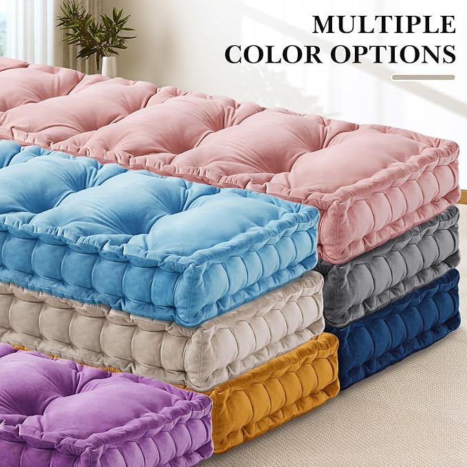 Bench Cushions for Indoor Furniture 48x18 Inch Velvet Kitchen Dining Piano Window Seat Cushion, Tufted Patio Porch Swing Thicken Bench Pad Memory Foam(Ivory White)