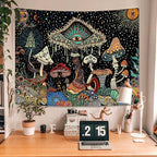 Yeoiat Mushroom Tapestry Hippie Tapestry for Bedroom Cute Tapestries Aesthetic Wall Tapestries Hanging for Bedroom Dorm Living Room (Mushroom, 44.00" x 60.00")