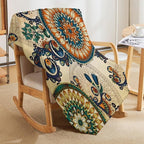 Bohemian Flower Throw Blanket Boho Mandala Floral Flowers Print Pattern Blanket for Sofa Bed Couch Chair Or Dorm 70"x80"