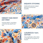 Boho Throw Blanket - 100% Cotton Ultra Soft Muslin Spring Blanket, 50"x60" Lightweight Floral Bird Framhouse Bedding Blanket for Bed, All Season Blue Bohemian Bedroom Home Decor Quilt
