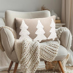 Mixweer Christmas Tree Pillow Covers 12 x 20 Inch Christmas Pillow Covers Neutral Xmas Decor Neutral Tufted Embroidery Decorative for Winter Sofa Home Living Room Bedroom Holiday Decor