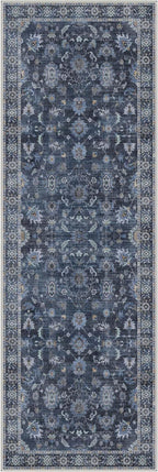 GENIMO Runner Rug 2x6 Non Slip Machine Washable Vintage Hallway Runner Rug, Low Pile Lightweight Rugs for Entryway, Hallway, Kitchen and Corridor, Distressed Navy Blue