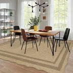LIVEBOX Scalloped Washable 8x10 Rug, Easy Jute Tan Rug for Living Room, Indoor Outdoor Patio Non Slip Rugs for Bedroom, Geometric Farmhouse Dining Room Mat Modern Carpet Area Rug for Home Office Decor