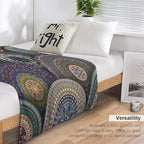 Indian Bohemian Throw Blanket Mandala Design Colorful Boho Floral Pattern Paisley Blanket for Sofa Bed Couch Chair Or Dorm 40"x50"