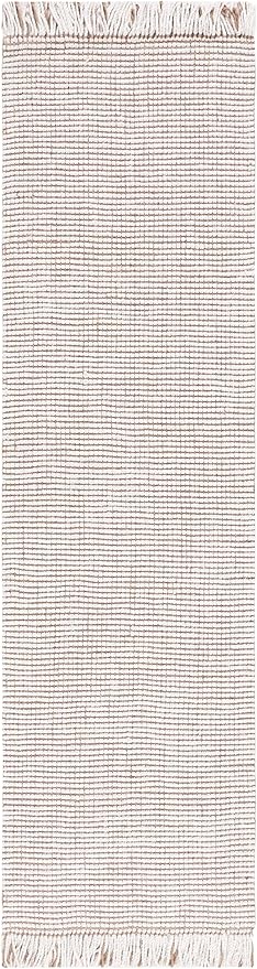 SAFAVIEH Natural Fiber Collection Runner Rug - 2'3" x 8', Ivory & Natural, Handmade Woven Farmhouse Fringe Jute, Ideal for High Traffic Areas in Living Room, Bedroom (NF826A)