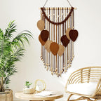 Weldomcor Macrame Wall Hanging Boho Leaf Woven Tapestry, Bohemian Chic Home Decor Modern Handmade Leaves Feather Wall Art Decorations for Bedroom Living Room Apartment Ornament 16.5" W X 31.5" L