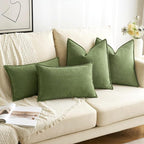 MIULEE Pack of 2 Sage Decorative Pillow Covers 20x20 Inch Soft Chenille Luxurious Couch Throw Pillows Farmhouse Cushion Covers with Elegant Design for Sofa Bedroom Living Room Spring Home Decor
