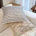 Aeckself Handmade Boho Chenille Tufted Pillow Cover 18x18 Inch, Decorative Square Throw Pillow Cover Neutral Pillowcase for Couch Bedroom Living Room, Brown Blue