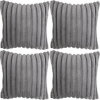 4 Pack 18x18 Pillow Cover Velvet Pillow Covers, Faux Fur Square Throw Pillow Covers for Living Room Decorations Throw Pillow Case, Throw Pillow Cover Cushion Cover for Home Sofa Bedroom Car, Grey