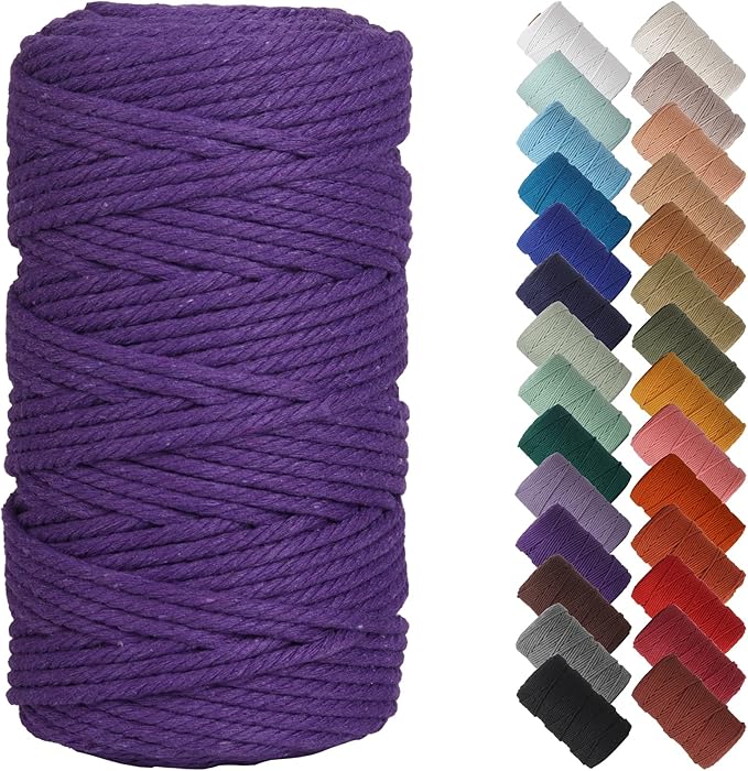 NOANTA Dark Purple Macrame Cord 4mm x 109yards, Colored Macrame Rope, Cotton Cord Macrame Yarn, Colorful Cotton Craft Cord for Wall Hanging, Plant Hangers, Crafts, Knitting