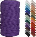 NOANTA Dark Purple Macrame Cord 4mm x 109yards, Colored Macrame Rope, Cotton Cord Macrame Yarn, Colorful Cotton Craft Cord for Wall Hanging, Plant Hangers, Crafts, Knitting